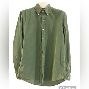 Men’s Ralph Lauren Custom Fit Corduroy Button Down Shirt in Green, Size S.